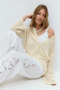 Oversized crochet cardigan - Crème