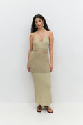 Knitted crochet dress - Cream/black