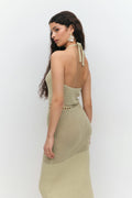 Knitted crochet dress - Cream/black