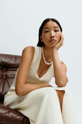 Knitted vest dress - Crème