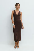 Knitted vest dress - Seal brown