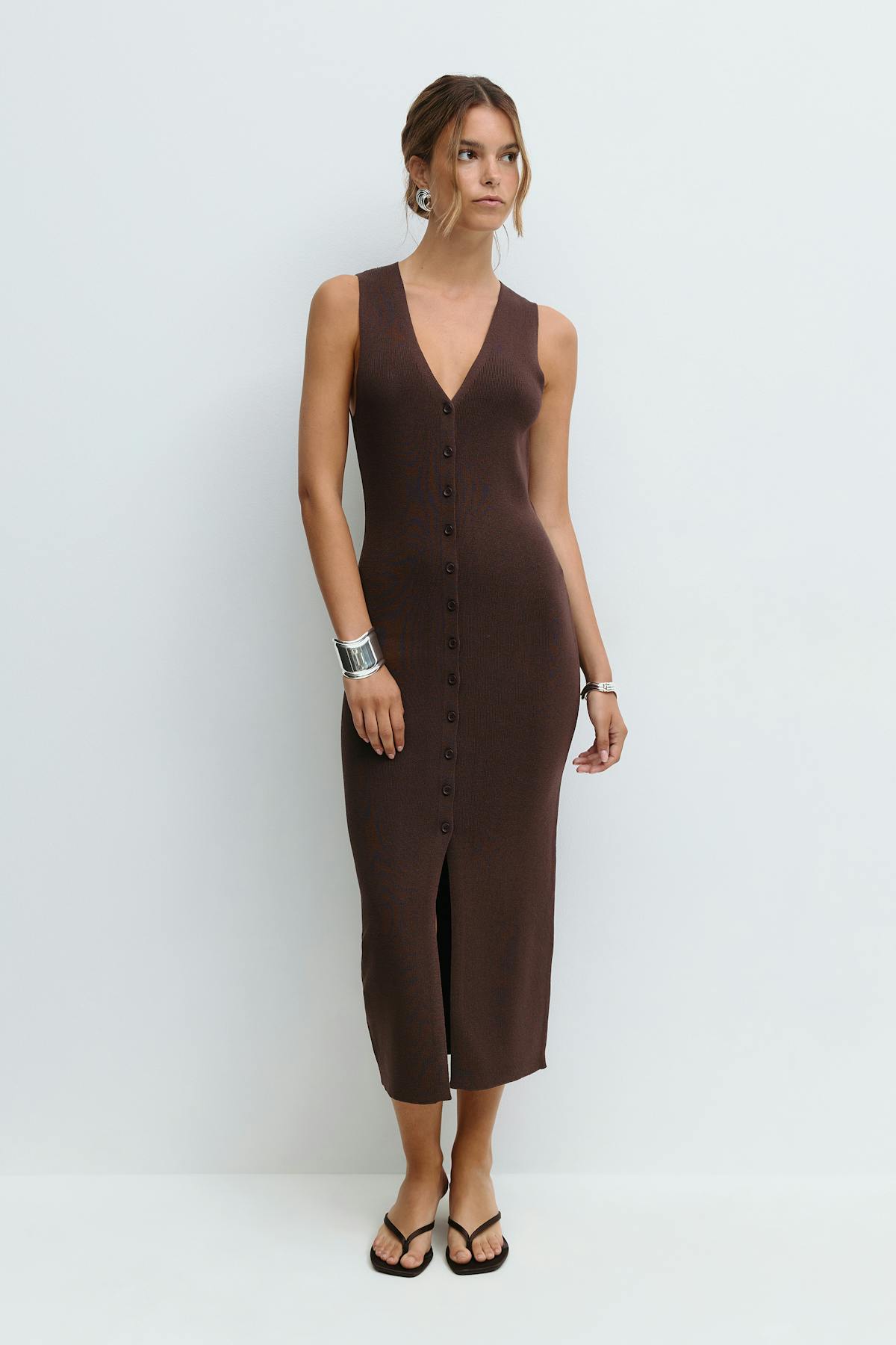 Knitted vest dress - Seal brown