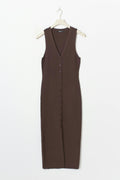 Knitted vest dress - Seal brown