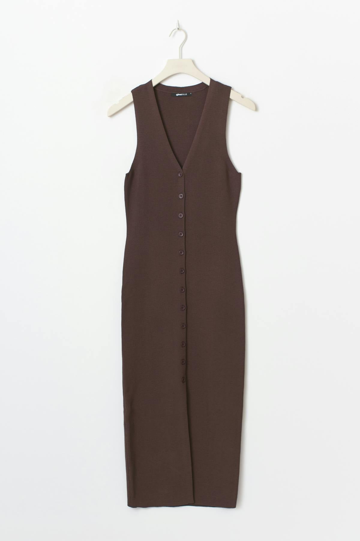 Knitted vest dress - Seal brown