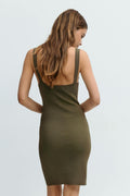 Knitted mini dress - Grape leaf