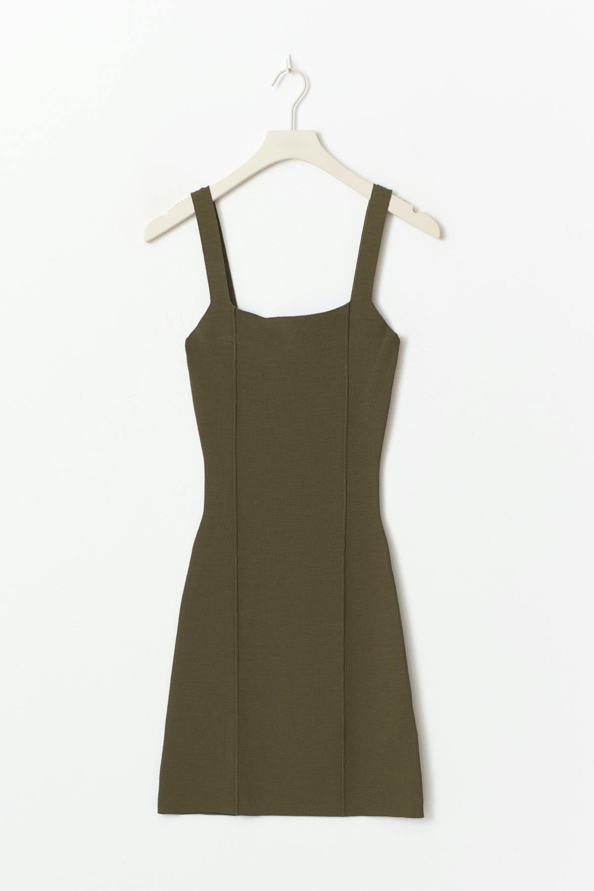 Knitted mini dress - Grape leaf