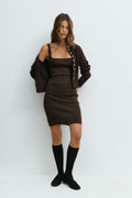 Knitted mini dress - Seal brown