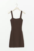 Knitted mini dress - Seal brown