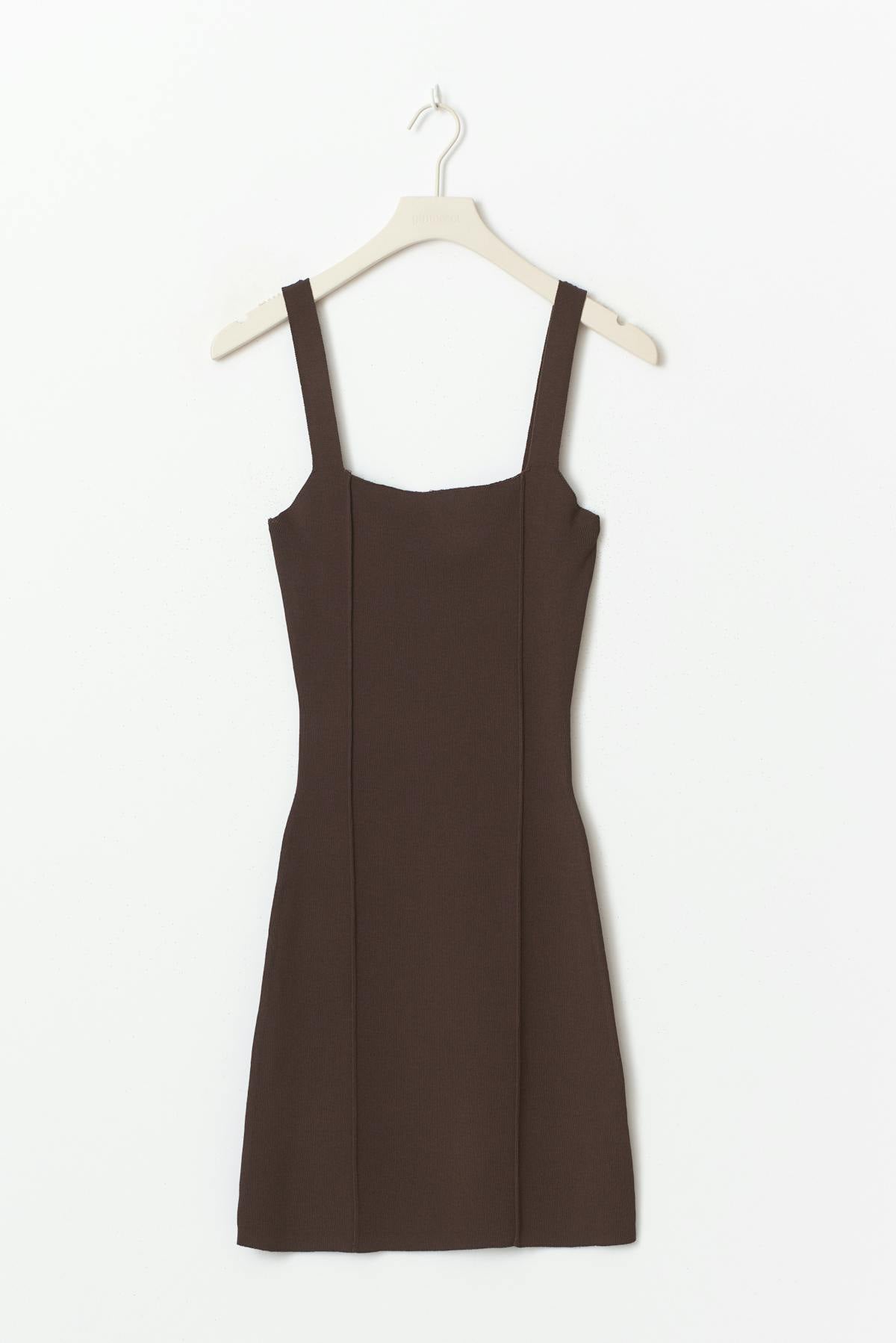 Knitted mini dress - Seal brown