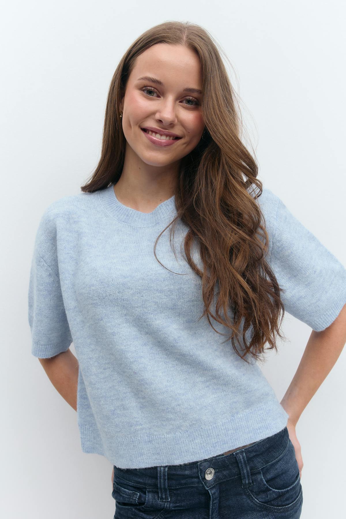 Y knitted top - Cashmere blue