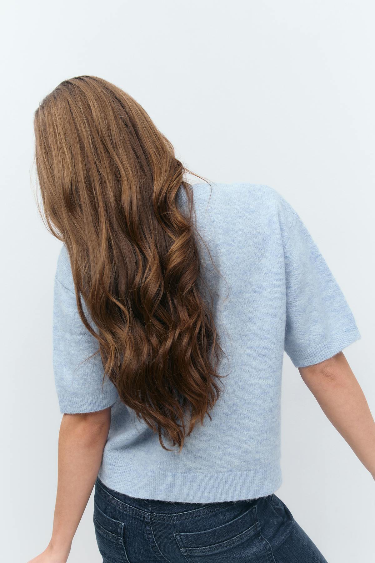 Y knitted top - Cashmere blue