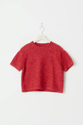 Y knitted short sleeve top - Rouge