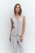 Loose tailored vest - Lt grey melange