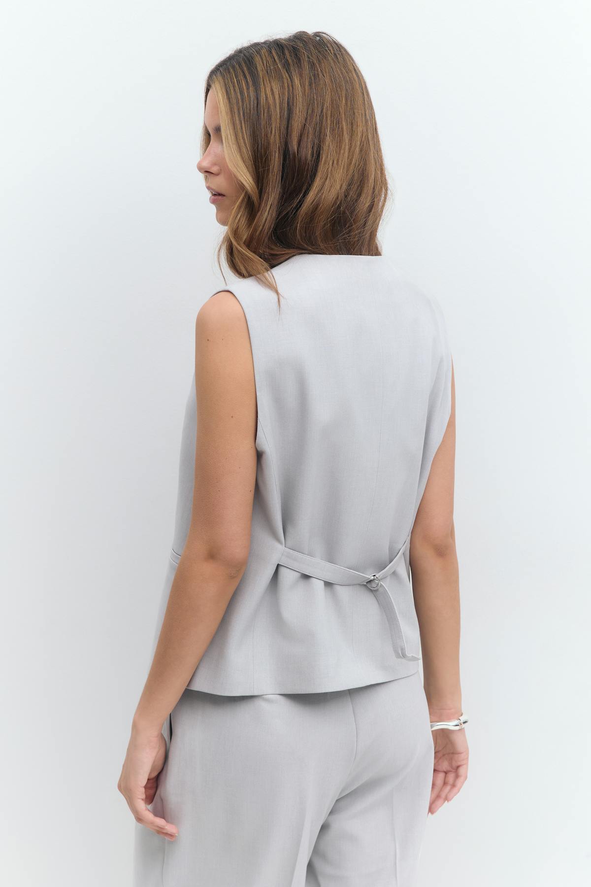 Loose tailored vest - Lt grey melange