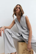 Loose tailored vest - Lt grey melange