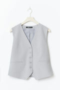 Loose tailored vest - Lt grey melange