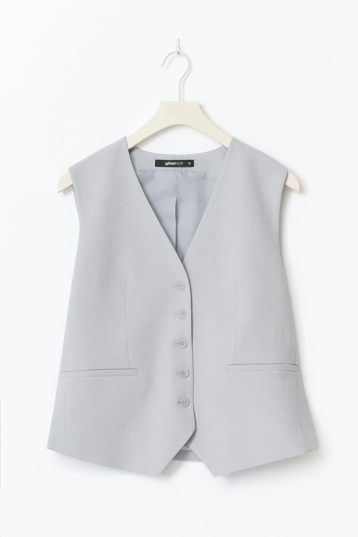 Loose tailored vest - Lt grey melange
