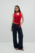 Soft touch scarf tank - Haute red