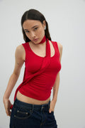 Soft touch scarf tank - Haute red