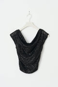 Y sequin off shoulder top - Noir