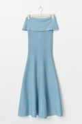 Knitted folded tube dress - Placid blue