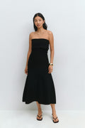 Knitted folded tube dress - Placid blue