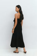 Knitted folded tube dress - Noir