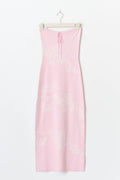 Knitted flower jacquard dress - Pink lady