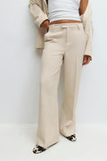 Straight twill trousers - Beige