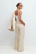 Straight twill trousers - Beige