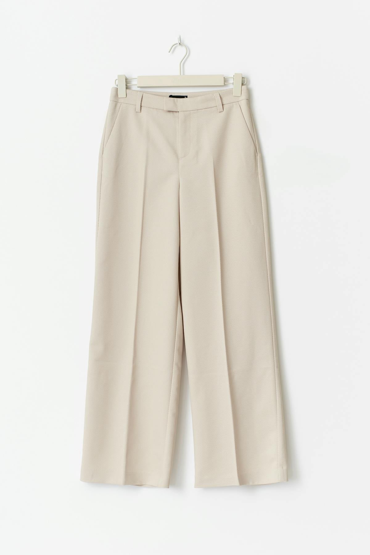 Straight twill trousers - Beige