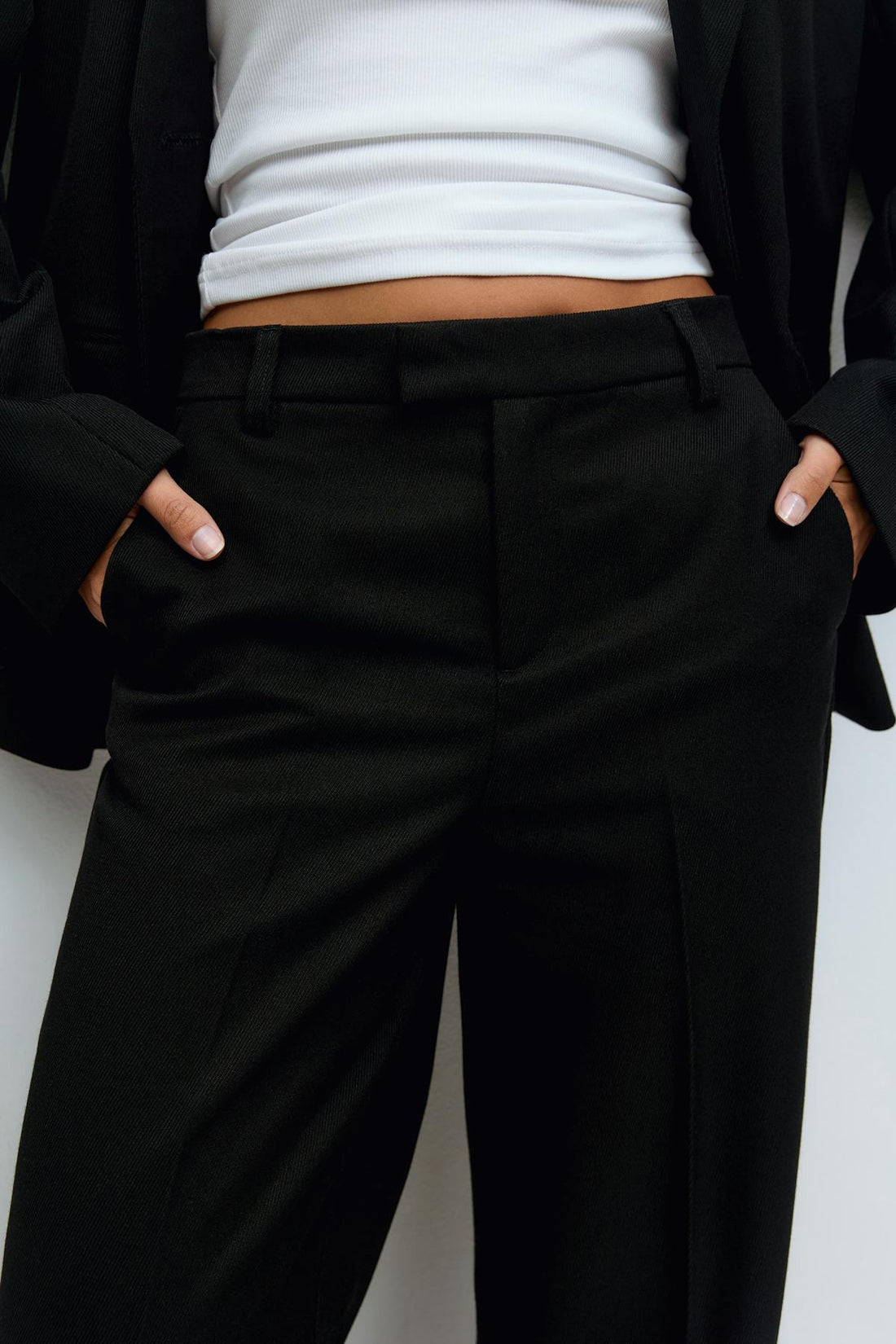 Straight twill trousers - Noir