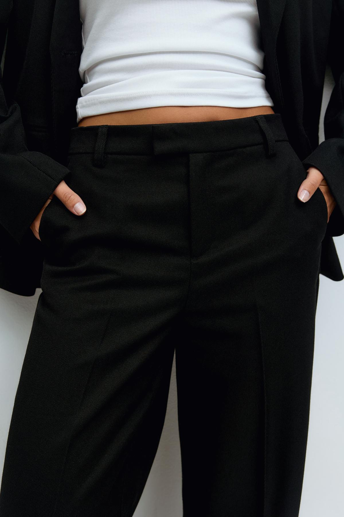 Straight twill trousers - Noir