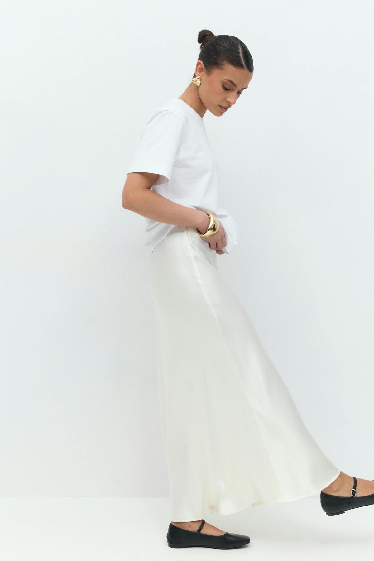 Satin skirt - Crème