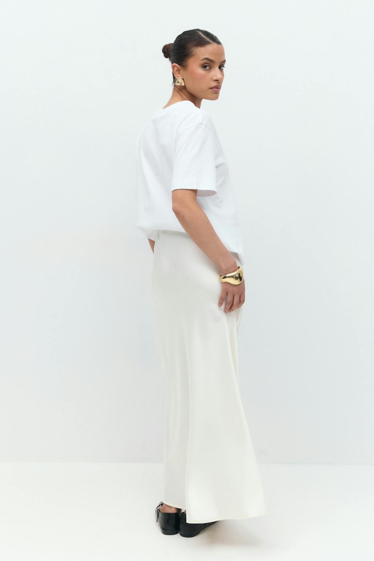 Satin skirt - Crème