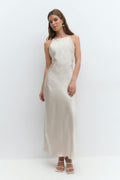 High neck satin dress - Champagne