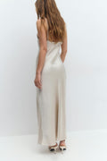 High neck satin dress - Champagne