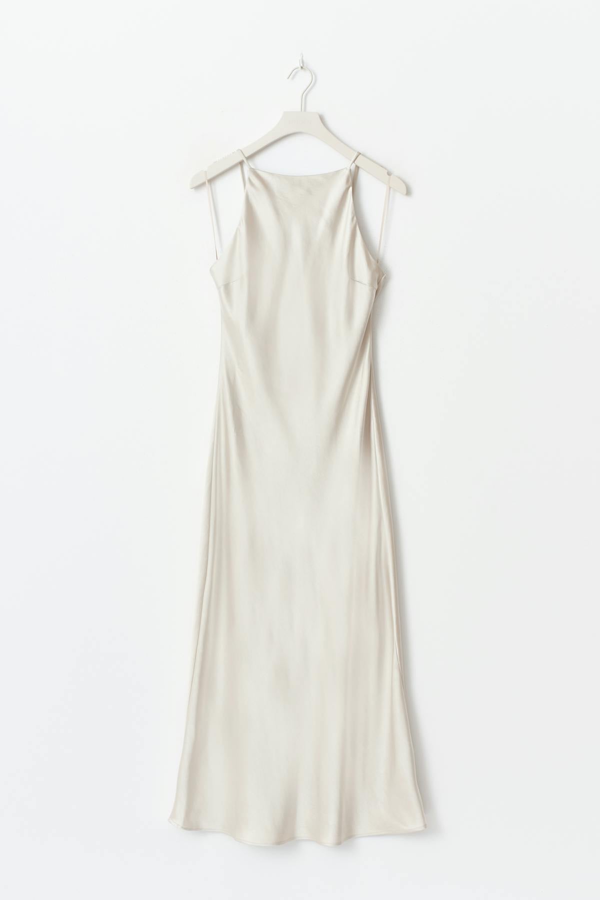 High neck satin dress - Champagne