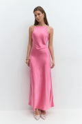 High neck satin dress - Champagne