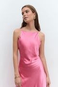 High neck satin dress - Champagne