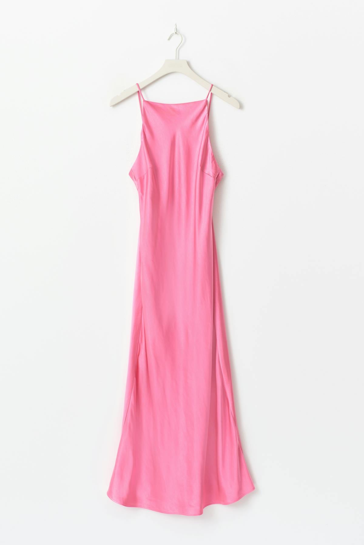 High neck satin dress - Rose