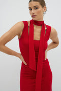 Soft touch scarf dress - Haute red