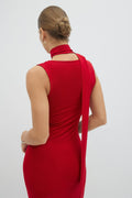 Soft touch scarf dress - Haute red