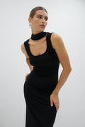 Soft touch scarf dress - Noir