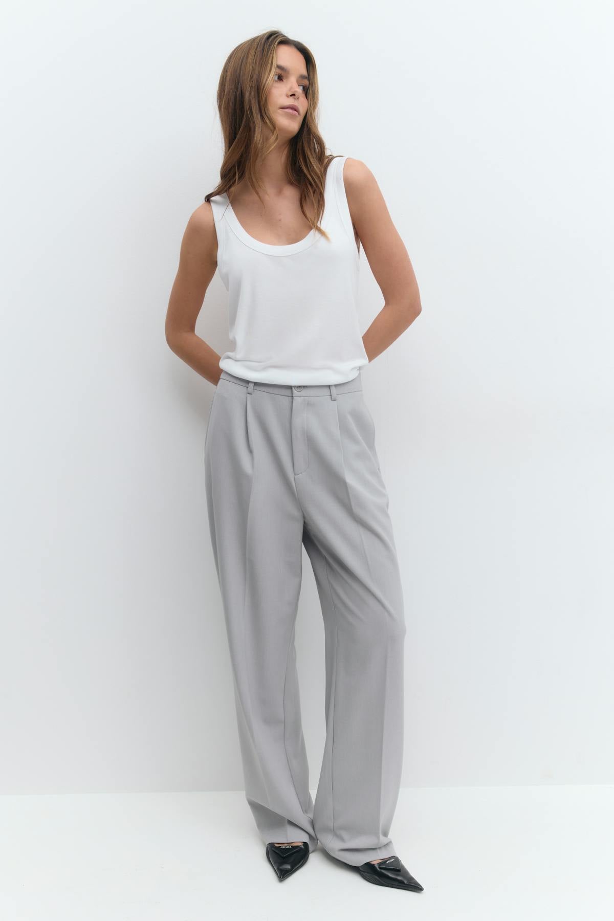 Rib loose tank - Blanc