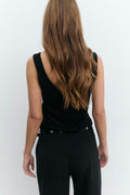 Rib loose tank - Noir