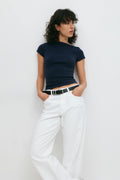 Boatneck tight rib top - Noir