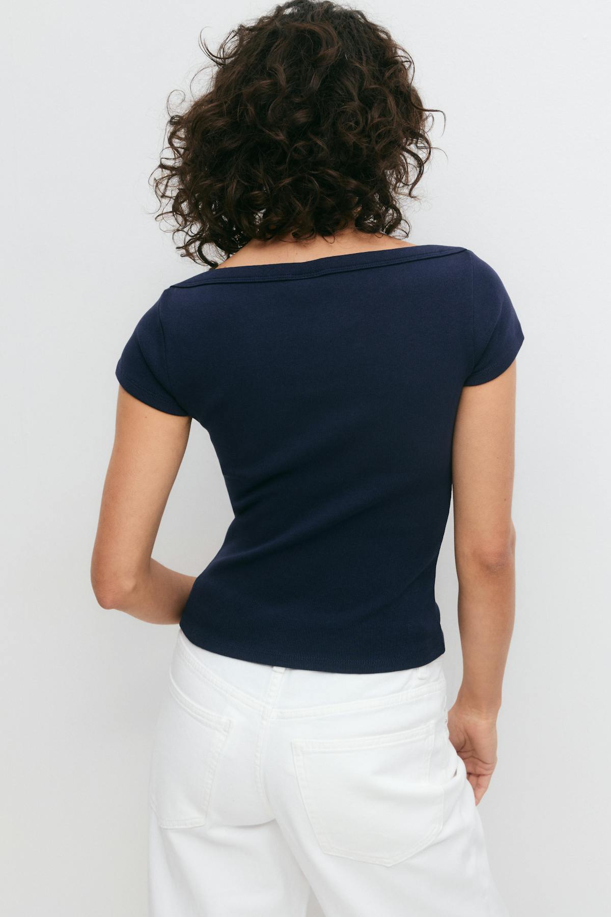 Boatneck tight rib top - Noir