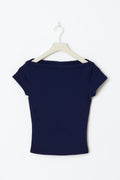 Boatneck tight rib top - Noir