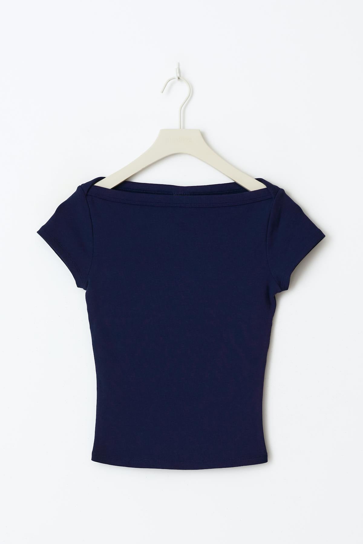 Boatneck tight rib top - Noir